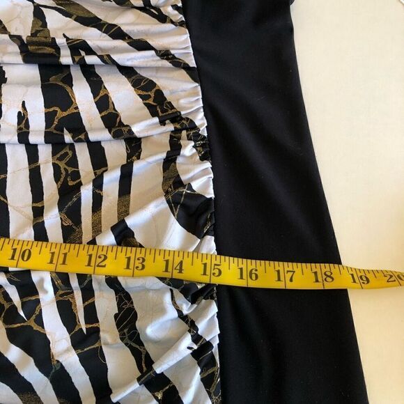 Frank Lyman Design Black & White Zebra Paneled Sleeveless Sheath Dress Size 14 - Picture 8 of 10